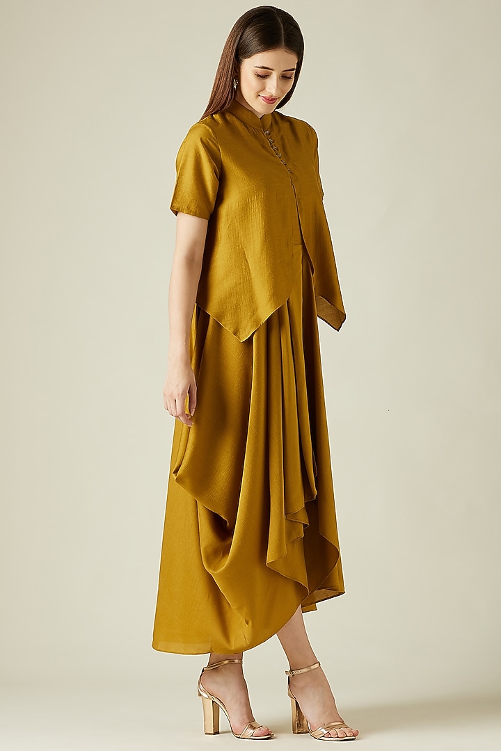 Mustard Silk Summer Dress by Aakar at Pernia's Pop Up Shop