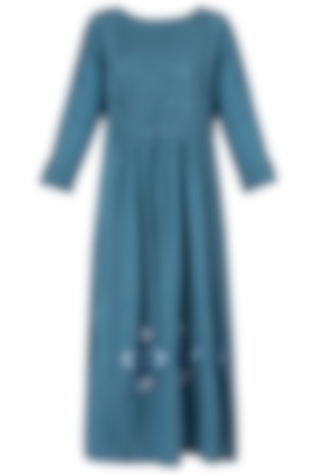 Denim blue embroidered dress by Akashi