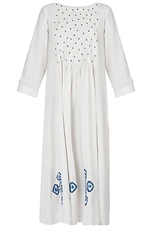 White embroidered pin tuck dress Design by Akashi at Pernia's Pop Up ...