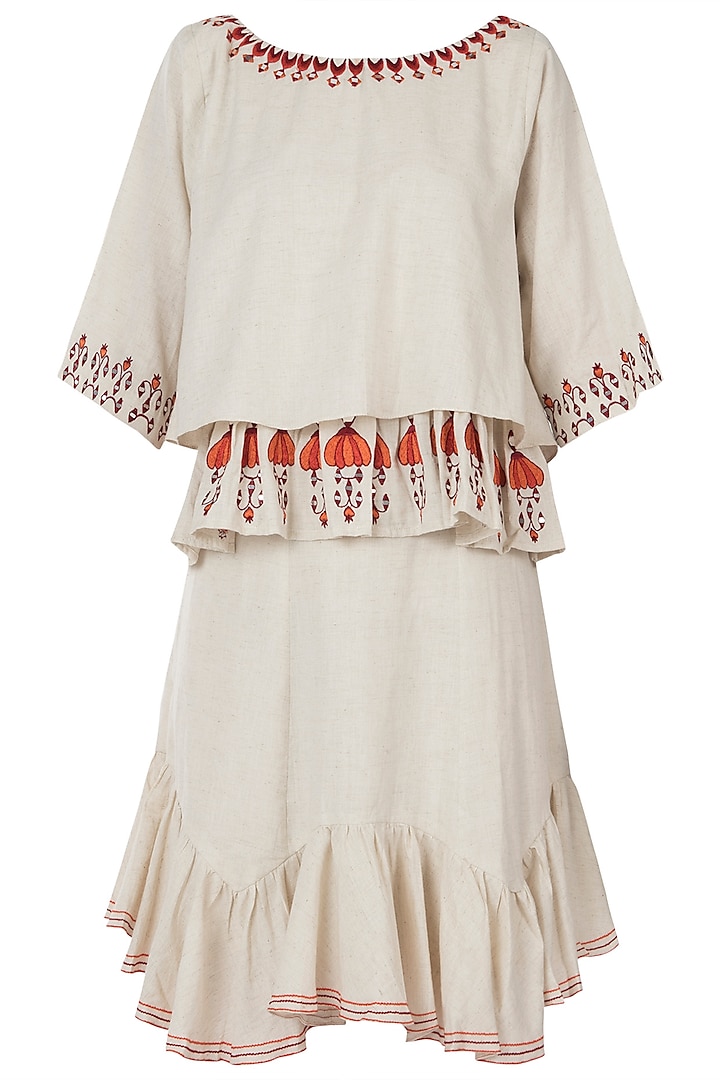 Khadi embroidered skirt with top by Akashi