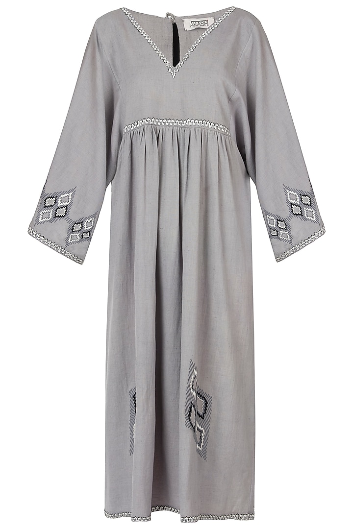Grey embroidered midi dress by Akashi