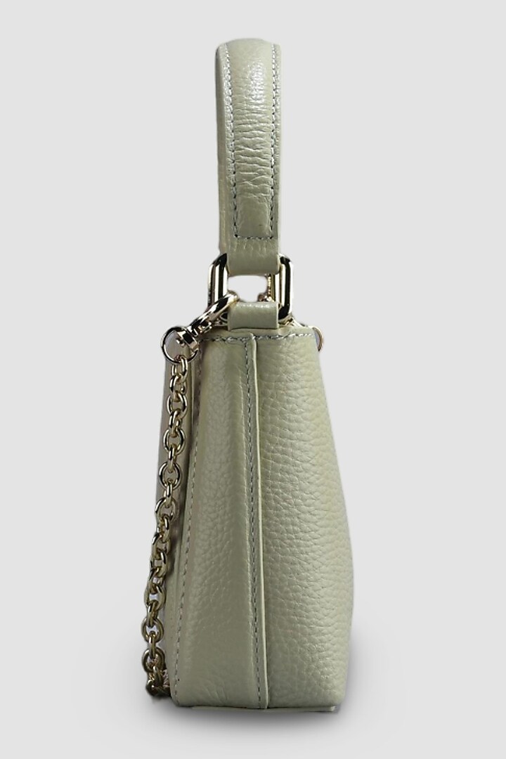 White Genuine Leather Metallic Embellished & Gold Embossed Bag by Akinna at Pernia's Pop Up Shop