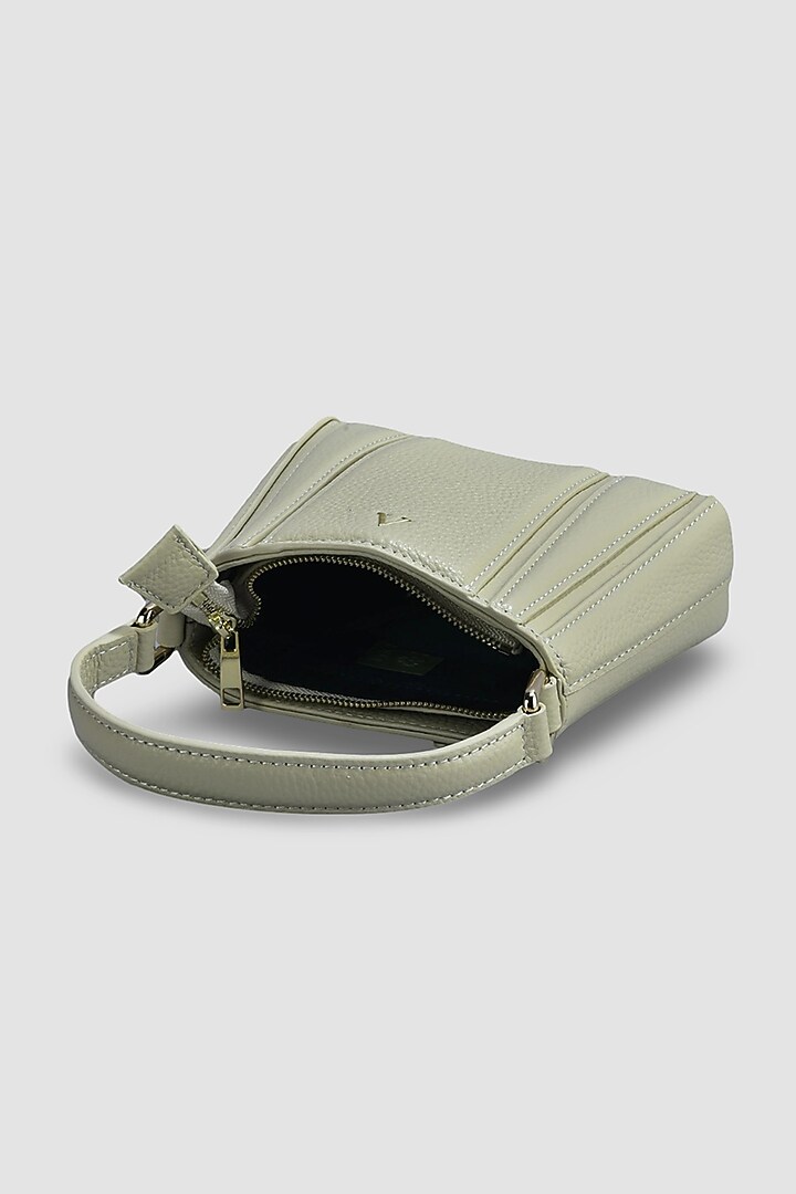White Genuine Leather Metallic Embellished & Gold Embossed Bag by Akinna at Pernia's Pop Up Shop