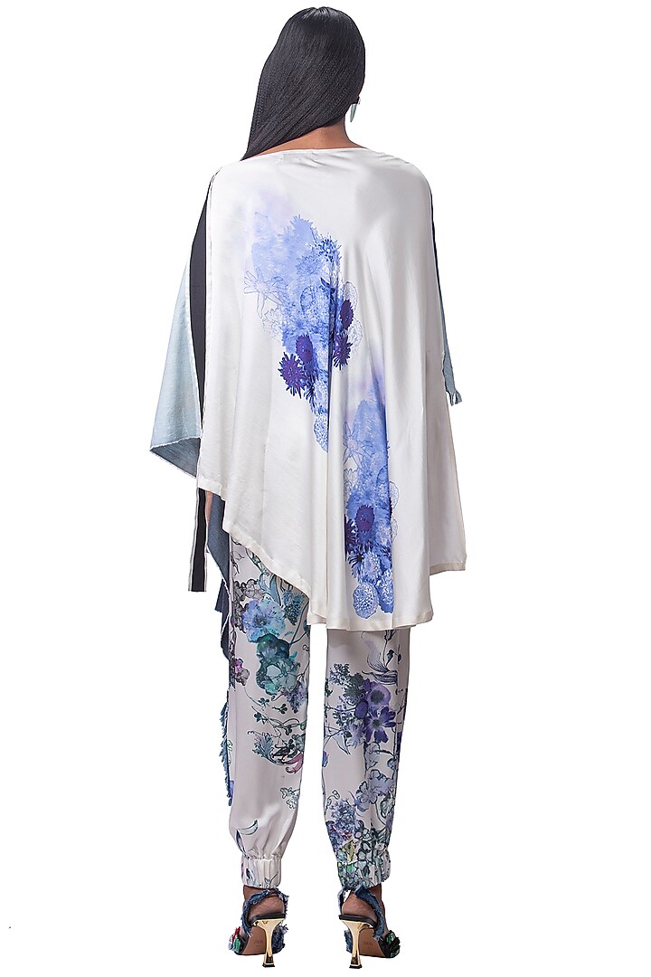 White & Blue Denim Pant Set by AKOK at Pernia's Pop Up Shop