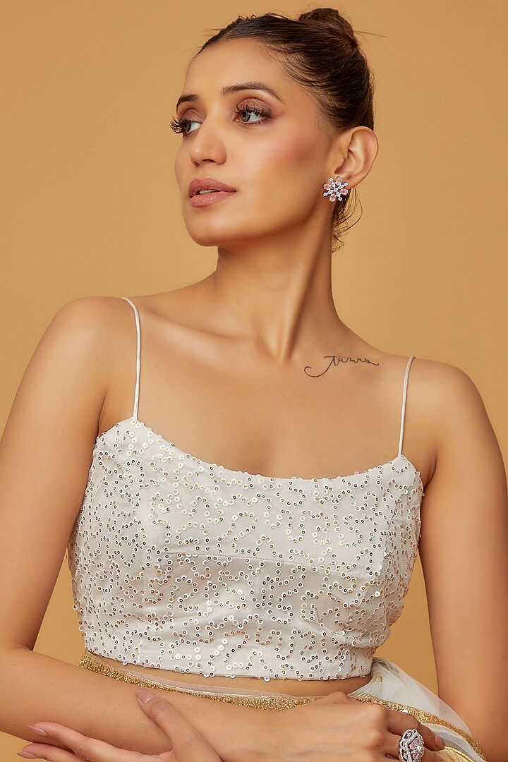 White Net Kalidar Party Wear Saree Set by Anita kanwal studio at Pernia's Pop Up Shop