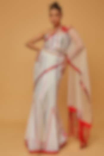 White Net Kalidar Saree Set by Anita kanwal studio at Pernia's Pop Up Shop