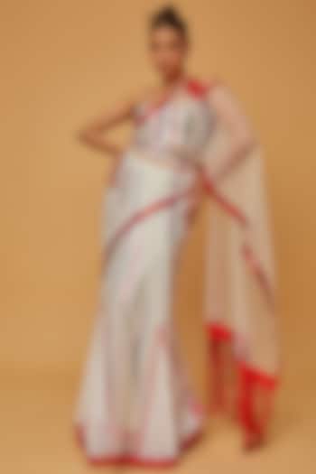 White Net Kalidar Saree Set by Anita kanwal studio