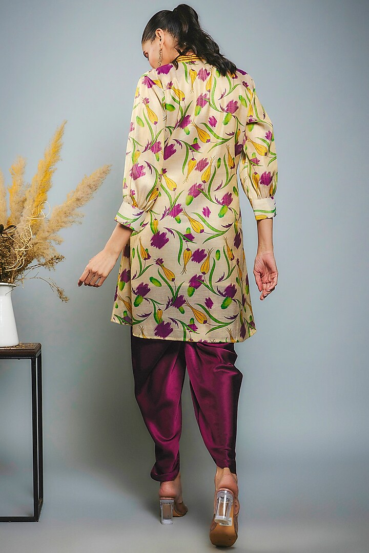 Purple Satin Silk Dhoti Set by Anita kanwal studio at Pernia's Pop Up Shop