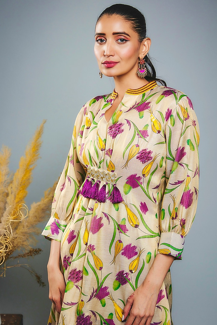Purple Satin Silk Dhoti Set by Anita kanwal studio at Pernia's Pop Up Shop