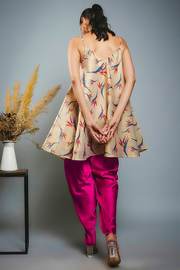 Pink Satin Silk Dhoti Set by Anita kanwal studio at Pernia's Pop Up Shop