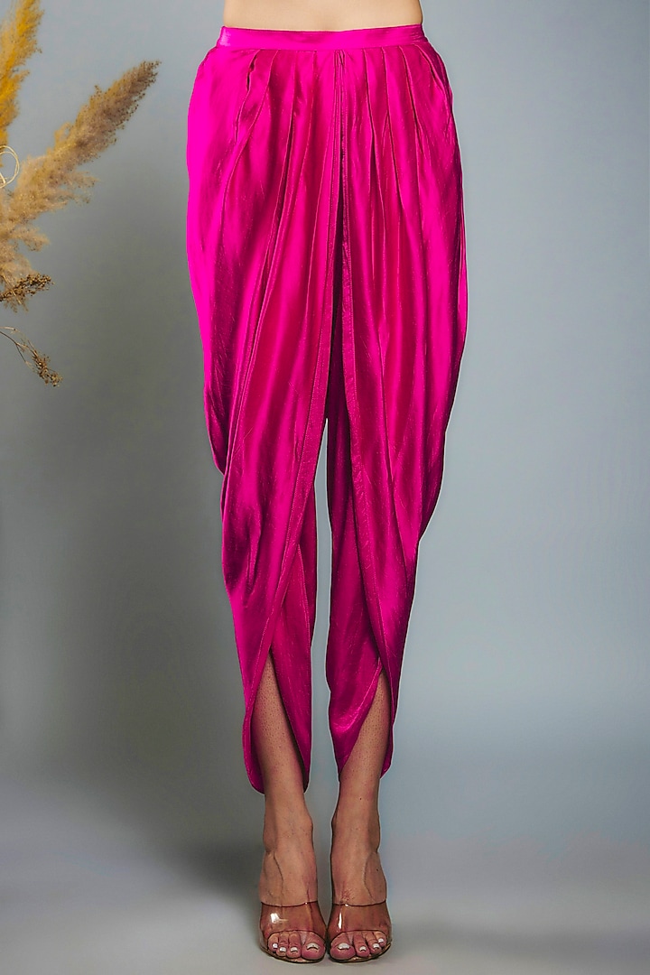 Pink Satin Silk Dhoti Set by Anita kanwal studio at Pernia's Pop Up Shop