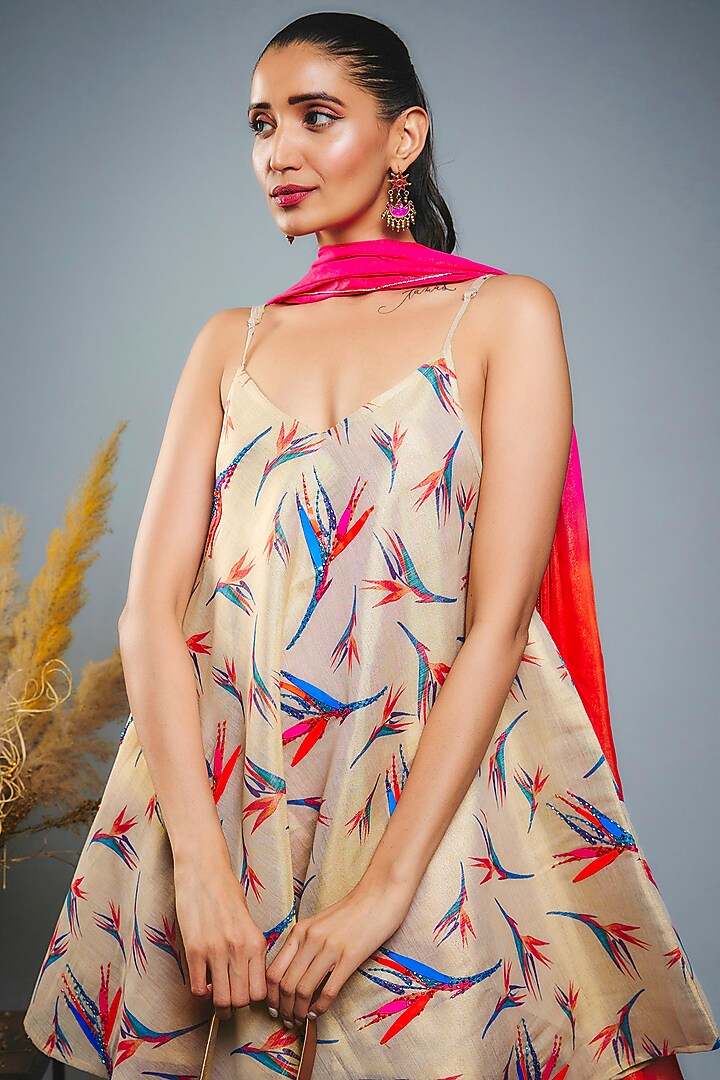 Pink Satin Silk Dhoti Set by Anita kanwal studio at Pernia's Pop Up Shop