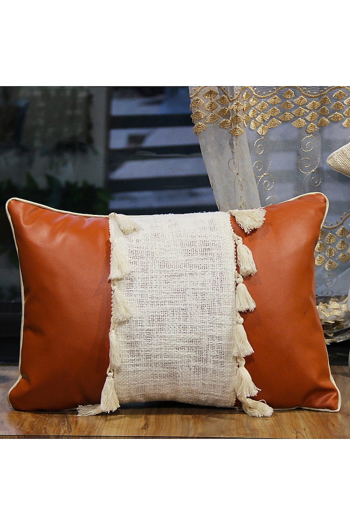 Brown Leatherette Cushion by ALCOVE