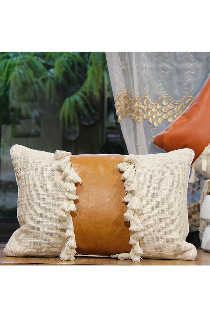 Brown Tasseled Cushion by ALCOVE