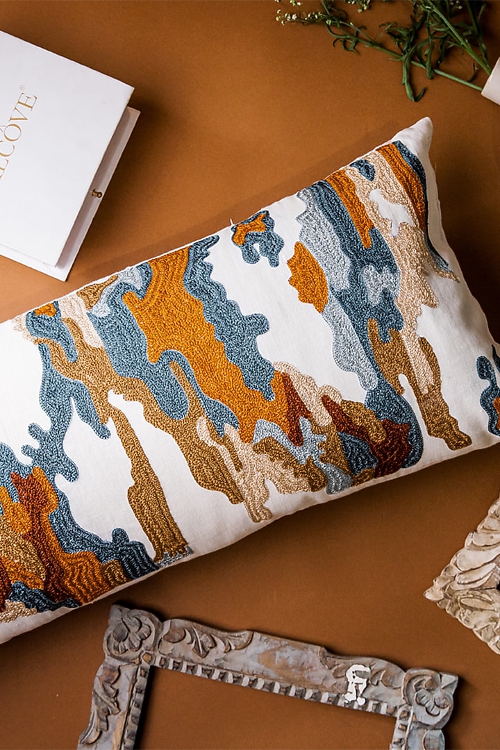 Off-White Lava Modern Cushion Cover by ALCOVE at Pernia's Pop Up Shop