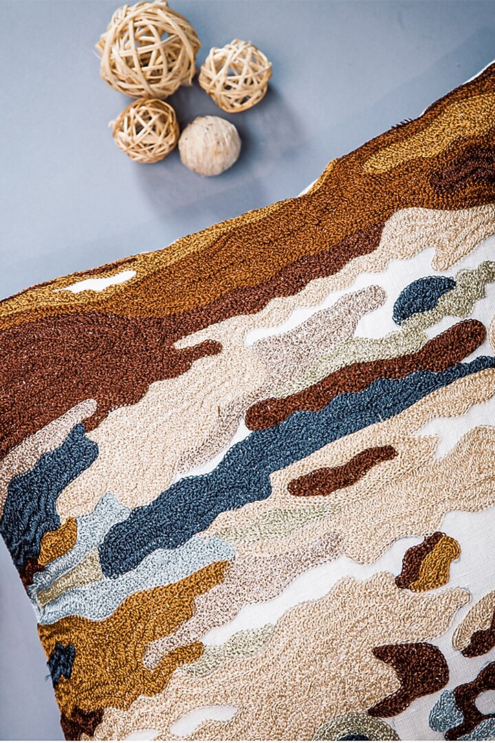 Off-White Timber Modern Cushion Cover by ALCOVE at Pernia's Pop Up Shop