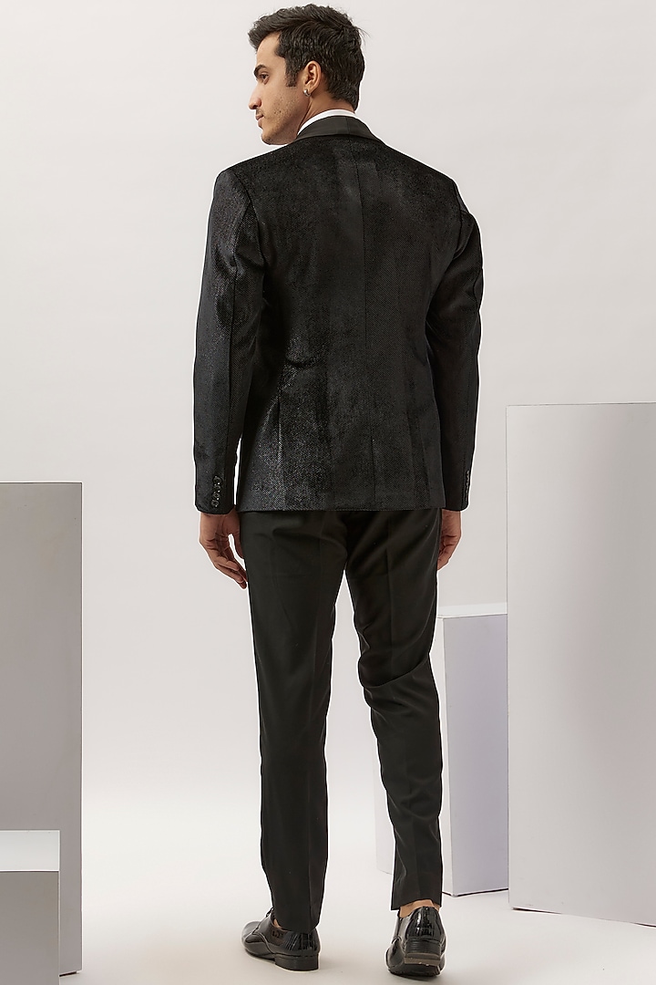 Black Terry Rayon Zardosi Embroidered Blazer Set by LA ADORE BY BHAVIK J BAFNA at Pernia's Pop Up Shop