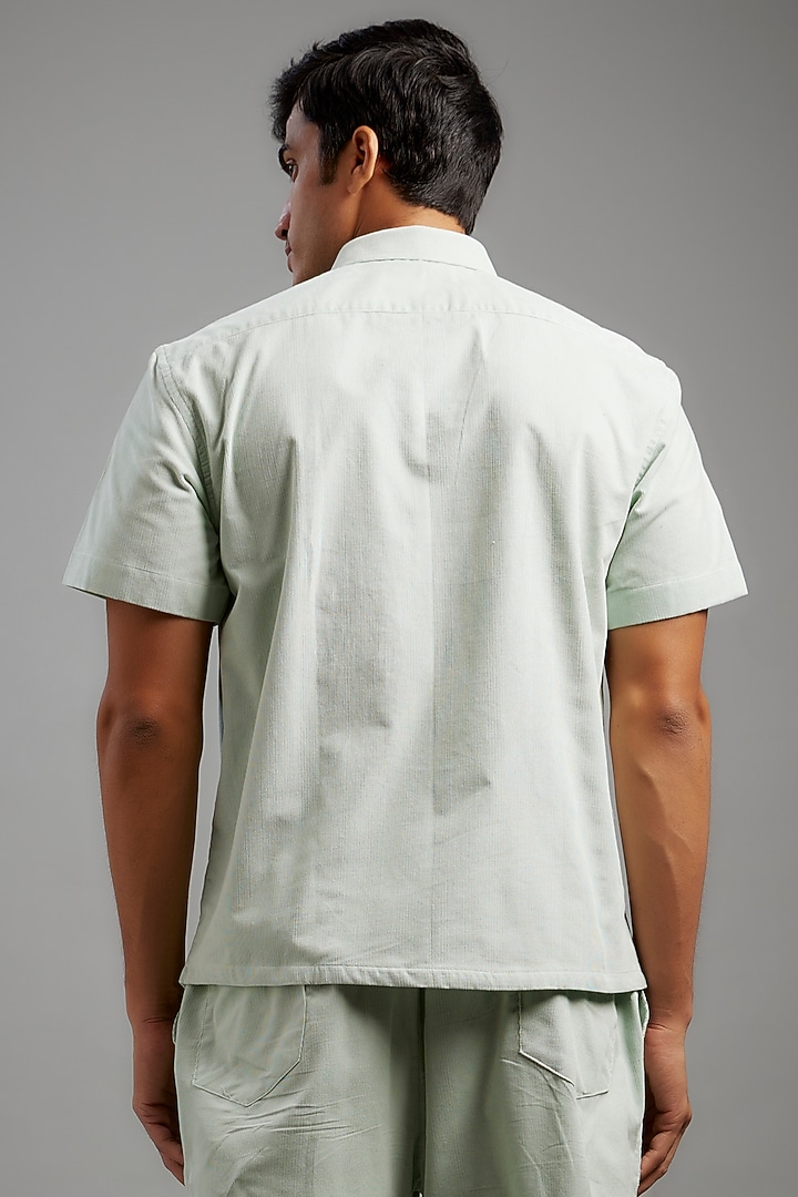Green Corduroy Textured Party Wear Shirt by LA ADORE BY BHAVIK J BAFNA at Pernia's Pop Up Shop