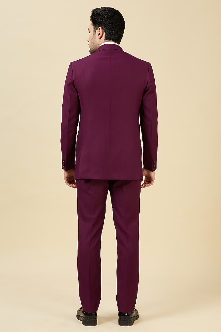 Maroon Terry Wool Single Breasted Blazer Set by LA ADORE BY BHAVIK J BAFNA at Pernia's Pop Up Shop