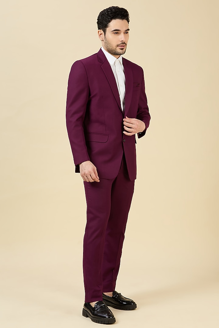 Maroon Terry Wool Single Breasted Blazer Set by LA ADORE BY BHAVIK J BAFNA at Pernia's Pop Up Shop