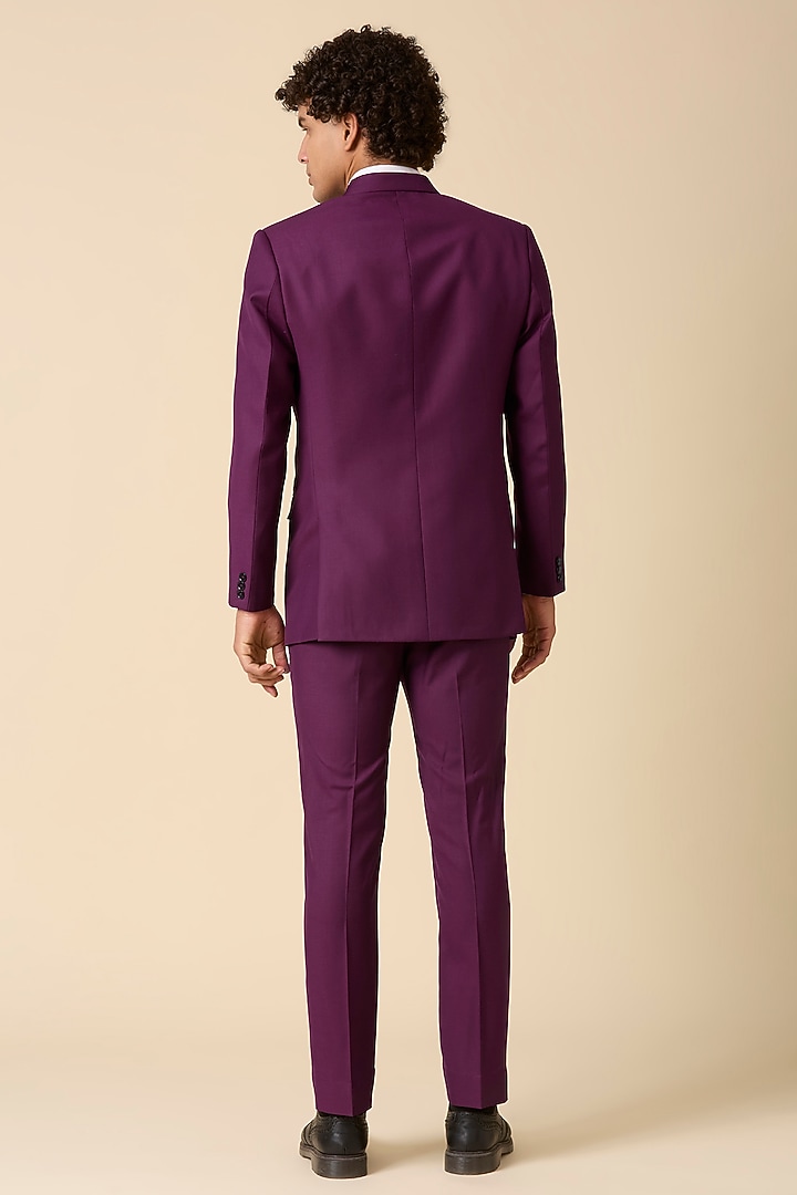 Maroon Terry Wool Double Breasted Blazer Set by LA ADORE BY BHAVIK J BAFNA at Pernia's Pop Up Shop