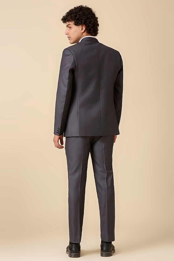 Grey Terry Wool Double Breasted Blazer Set by LA ADORE BY BHAVIK J BAFNA at Pernia's Pop Up Shop