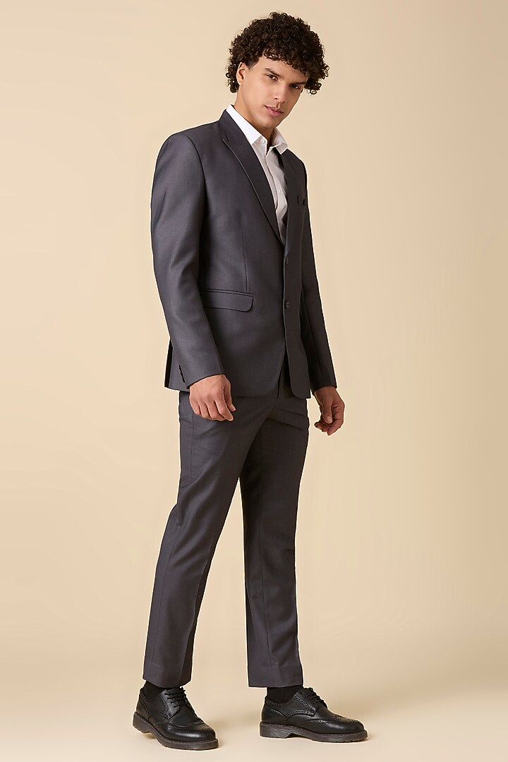 Grey Terry Wool Double Breasted Blazer Set by LA ADORE BY BHAVIK J BAFNA at Pernia's Pop Up Shop