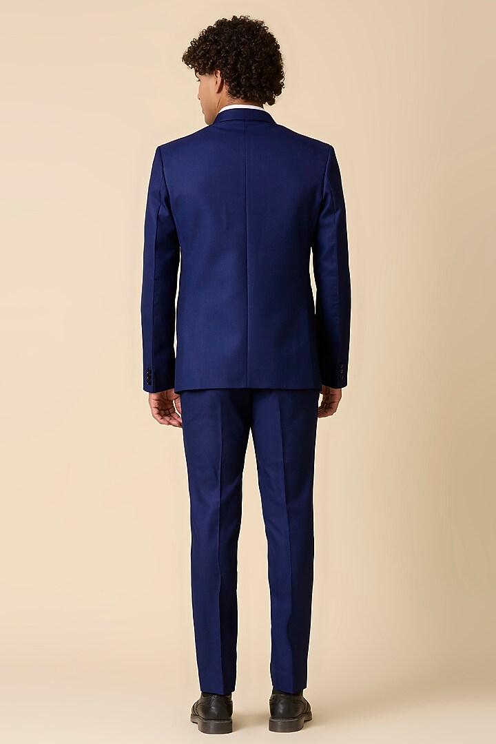 Royal Blue Terry Wool Double Breasted Blazer Set by LA ADORE BY BHAVIK J BAFNA at Pernia's Pop Up Shop
