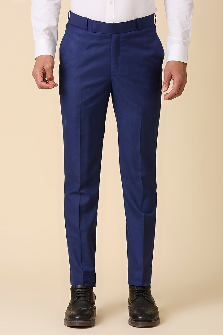 Royal Blue Terry Wool Double Breasted Blazer Set by LA ADORE BY BHAVIK J BAFNA at Pernia's Pop Up Shop