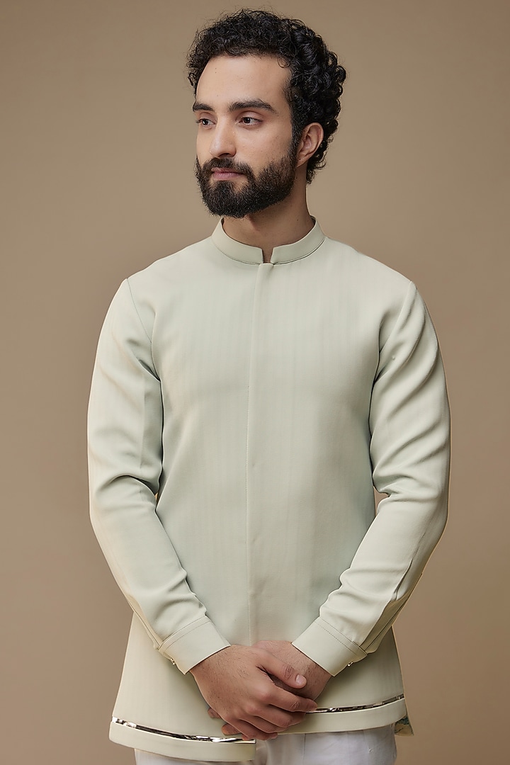 Green Terry Rayon Koti Jacket Set by LA ADORE BY BHAVIK J BAFNA at Pernia's Pop Up Shop