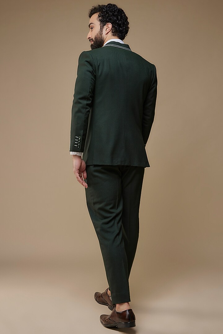 Green Terry Rayon Hand & Machine Embroidered Suit Set by LA ADORE BY BHAVIK J BAFNA at Pernia's Pop Up Shop