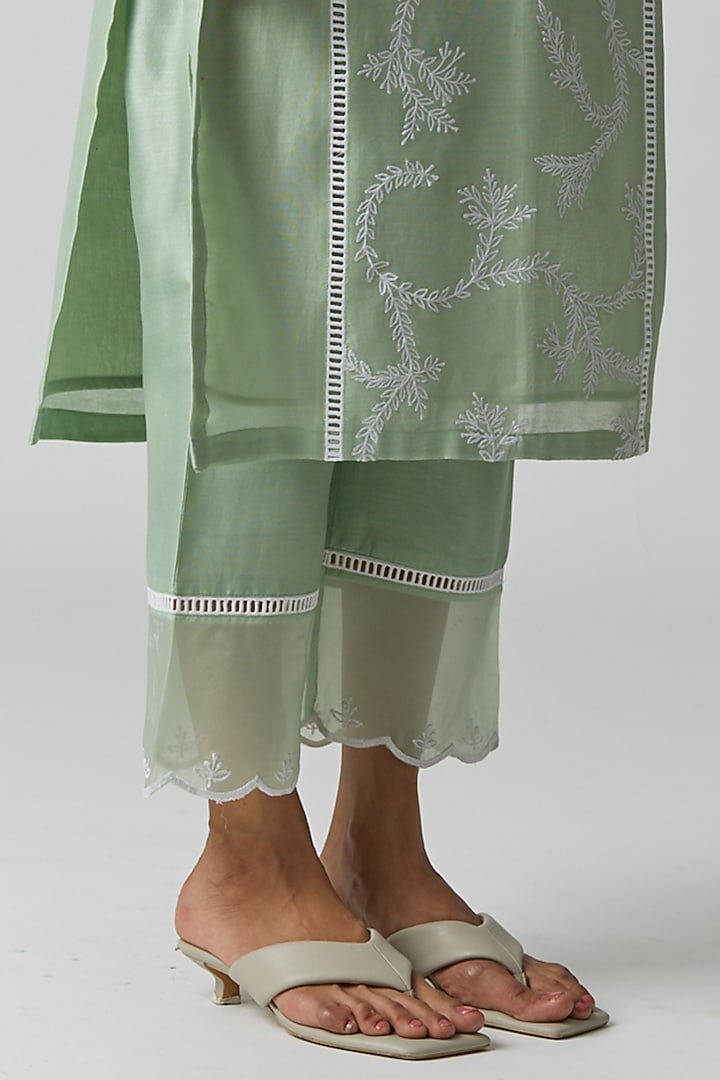 Mint Green Embroidered Kurta Set by Alokik by Divya at Pernia's Pop Up Shop