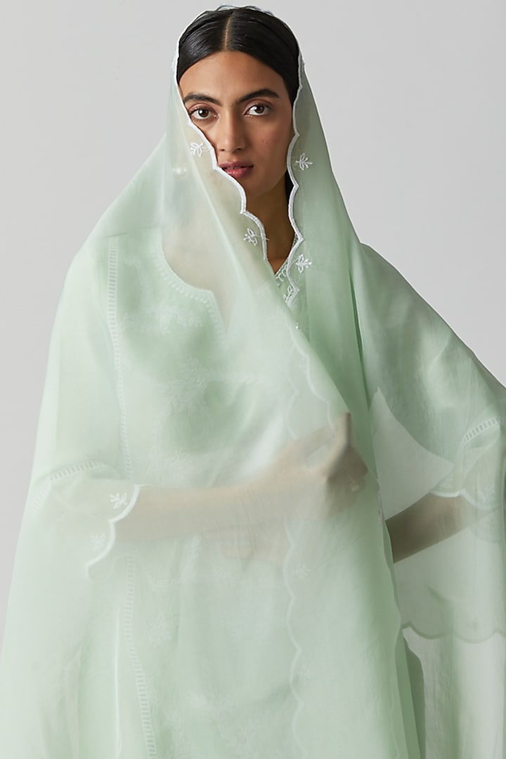 Mint Green Embroidered Kurta Set by Alokik by Divya at Pernia's Pop Up Shop