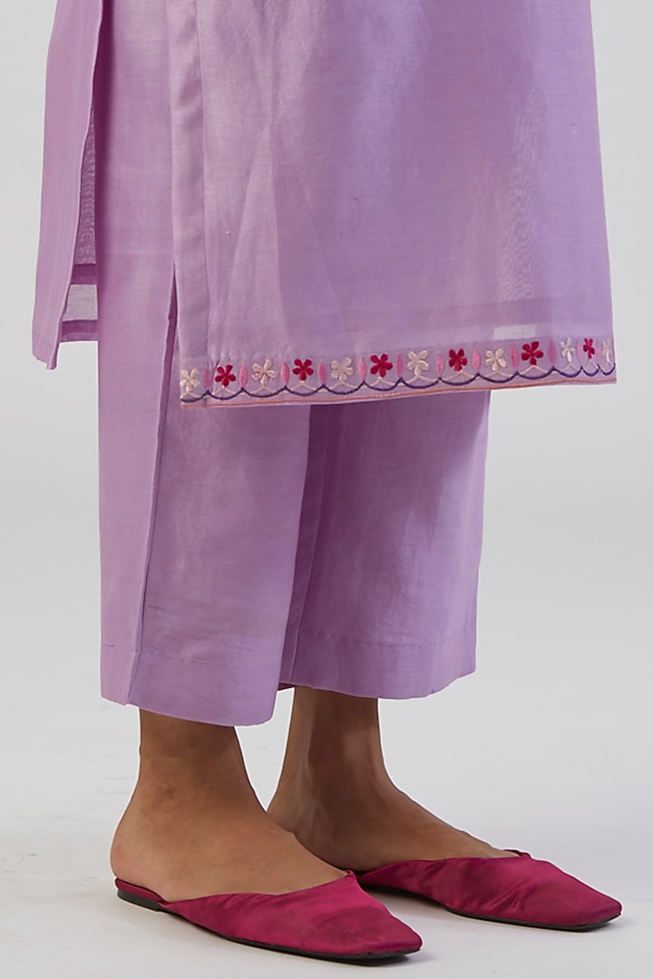 Lilac Embroidered Kurta Set by Alokik by Divya at Pernia's Pop Up Shop