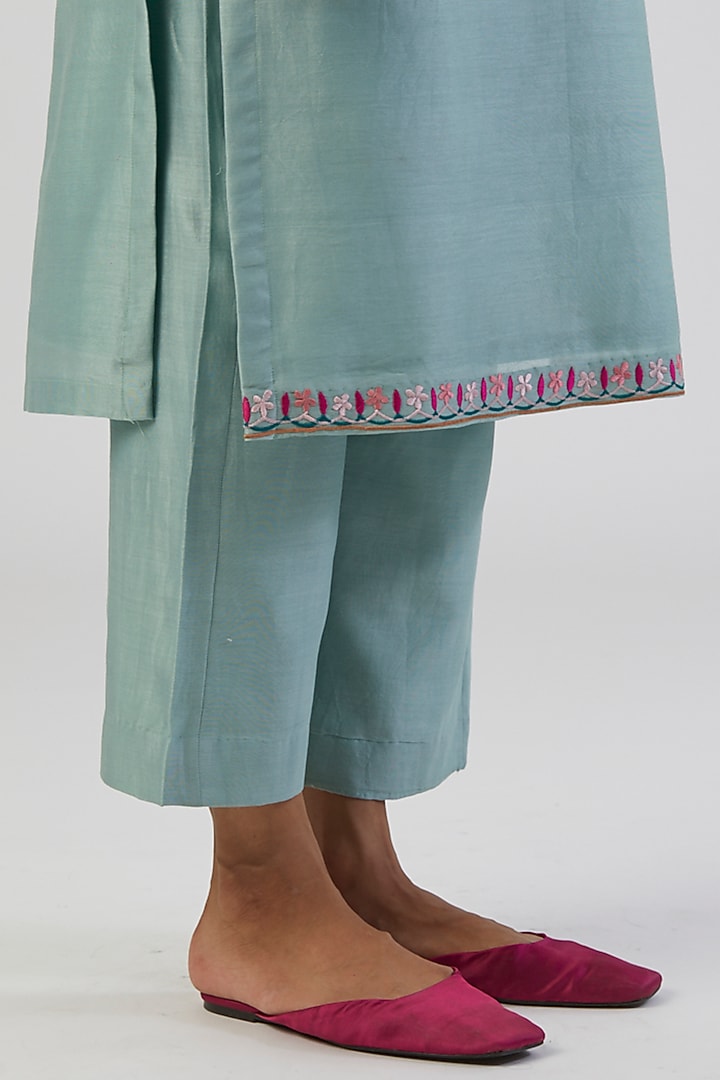 Sea Green Embroidered Kurta Set by Alokik by Divya at Pernia's Pop Up Shop