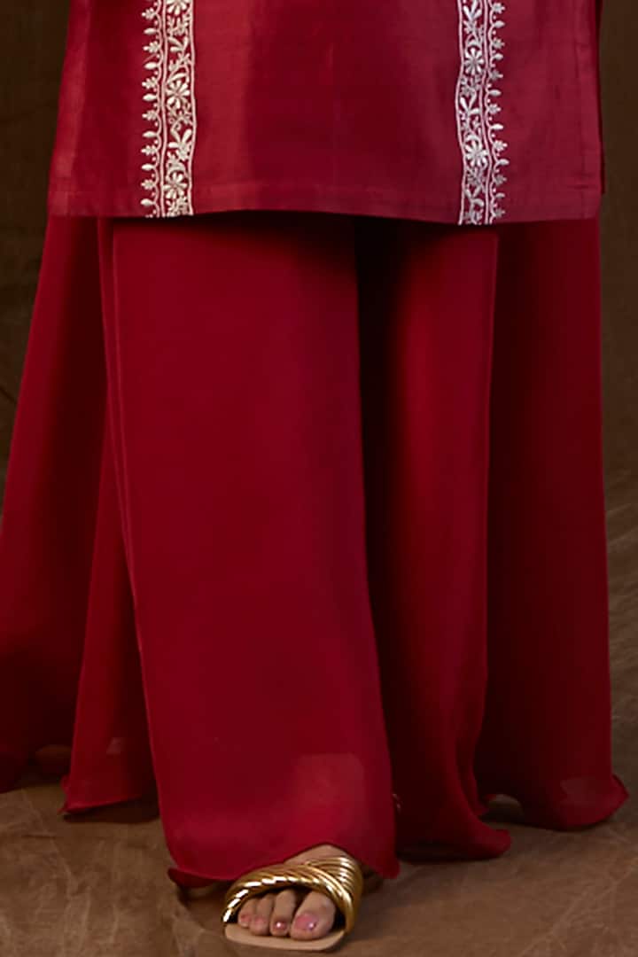 Maroon Silk Organza Sharara Set by Alokik by Divya at Pernia's Pop Up Shop