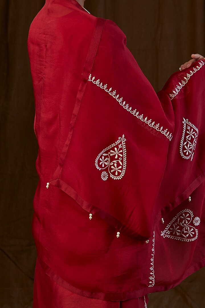 Maroon Silk Organza Sharara Set by Alokik by Divya at Pernia's Pop Up Shop