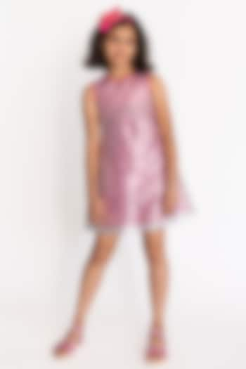 Pink & Silver Tulle Sequins Dress For Girls by A Little Fable at Pernia's Pop Up Shop