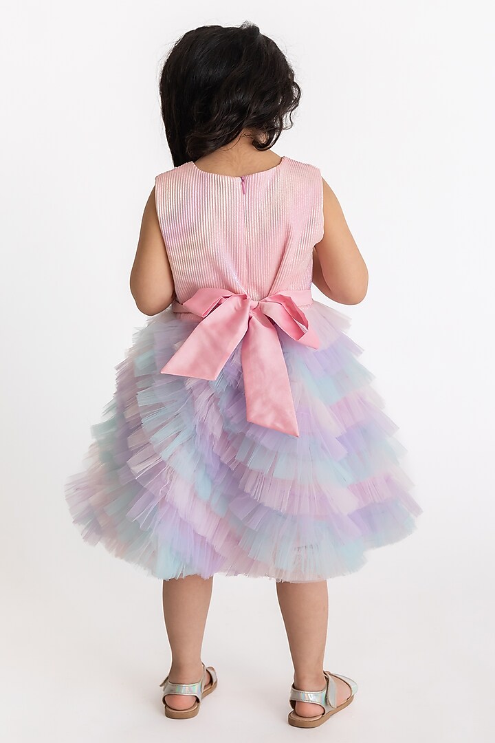 Lavender Tulle & Shimmer Embroidered Dress For Girls by A Little Fable at Pernia's Pop Up Shop
