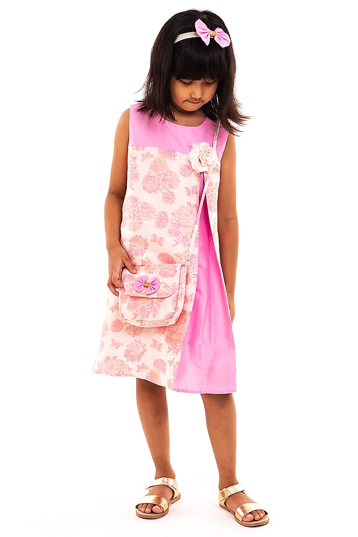 Multi-Colored Polyester Floral Printed Dress For Girls by A Little Fable