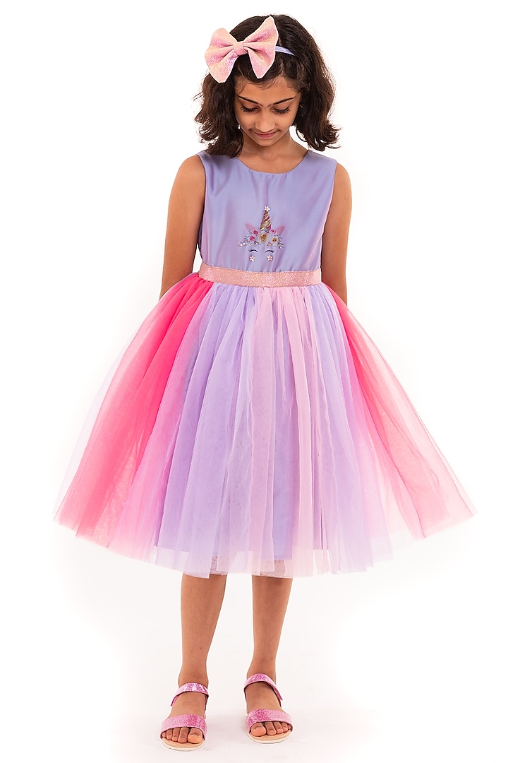 Multi-Colored Polyester Embroidered Dress For Girls by A Little Fable at Pernia's Pop Up Shop