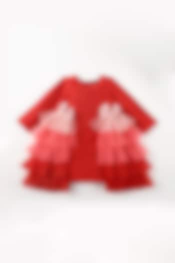 Red Tulle Ruffled Dress For Girls by A Little Fable