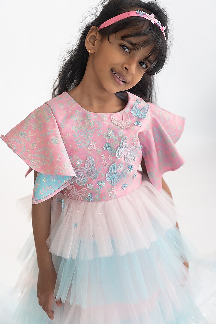 Multi-Colored Polyester Embroidered Dress For Girls by A Little Fable at Pernia's Pop Up Shop