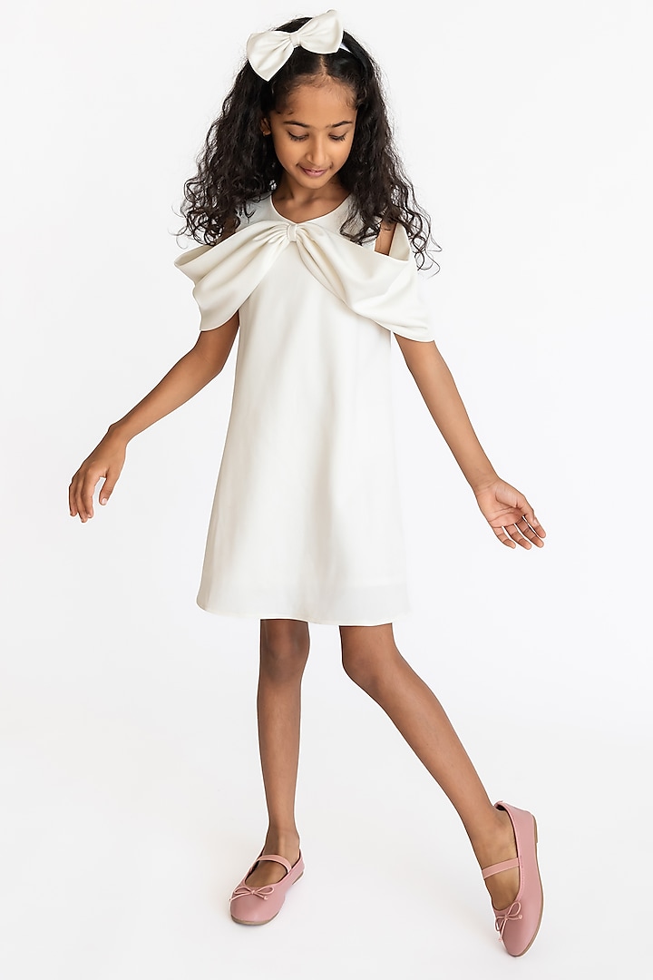 Off-White Poly Dress For Girls by A Little Fable at Pernia's Pop Up Shop