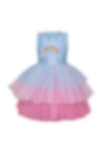 Multi-Colored Taffeta Embroidered Ruffled Dress For Girls by A Little Fable