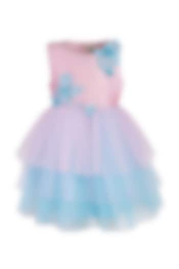 Multi-Colored Taffeta & Net Embroidered Dress For Girls by A Little Fable