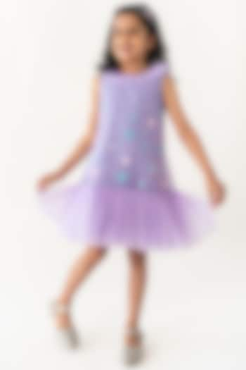 Lavender Polyester Sequins Embroidered A-Line Dress For Girls by A Little Fable at Pernia's Pop Up Shop