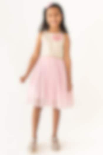 Pink Tulle Sequins Hand Embroidered Dress For Girls by A Little Fable at Pernia's Pop Up Shop