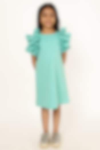 Mint Polyester Ruffle A-Line Dress For Girls by A Little Fable at Pernia's Pop Up Shop