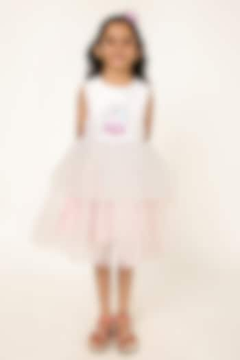 White Polyester Printed & Embroidered Dress For Girls by A Little Fable at Pernia's Pop Up Shop